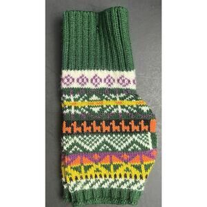 Green Alpaca Fingerless Gloves – Beautiful Peruvian Design NEW